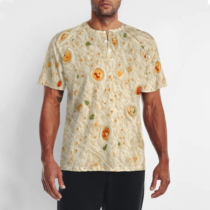 Tortilla Pattern Mens Fashion Casual Basic Short Sleeve Crewneck Henley T-Shirts M
