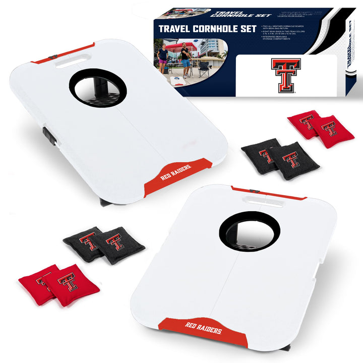 Wild Sports NCAA Texas Tech Red Raiders Pro Football All-Weather Cornhole Set - Travel Bean Bag Toss Set Includes 8 Bean Bags