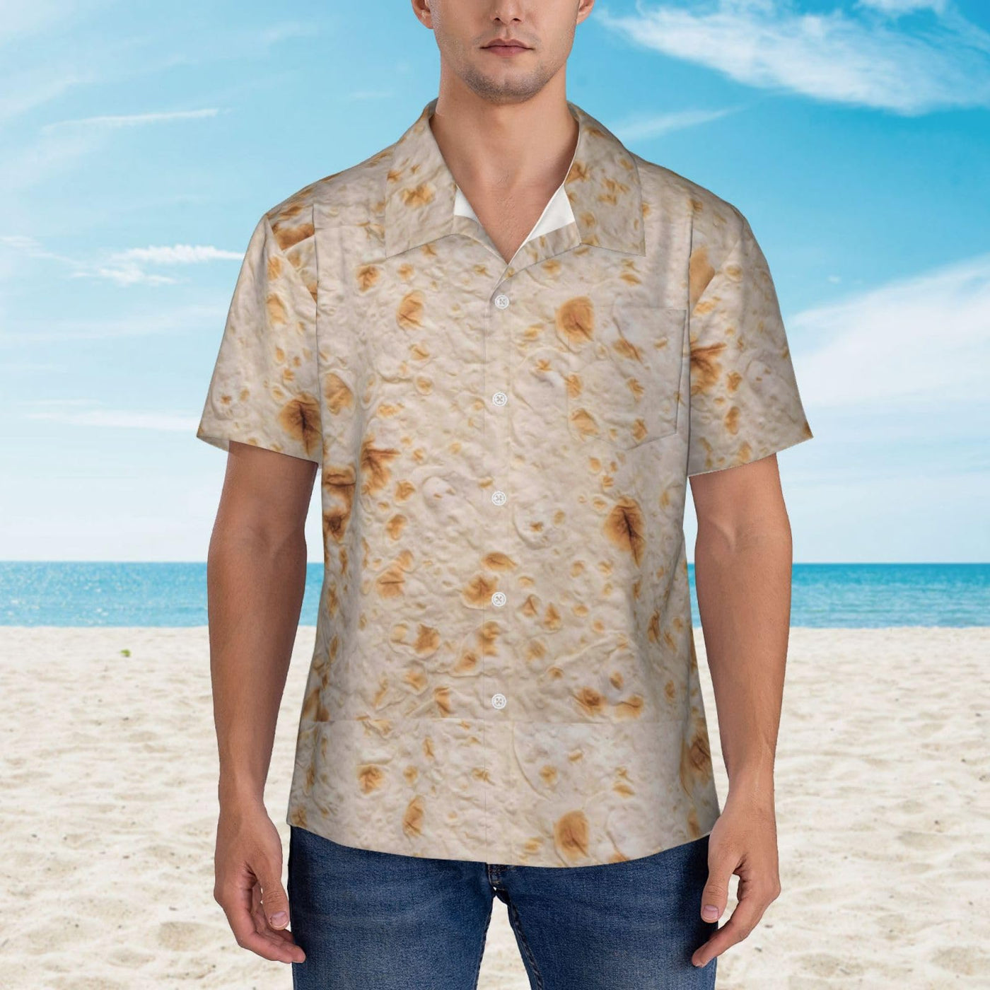 Pevtufa Tortilla Hawaiian Shirt Men Casual Shortsleeve Beach Party Black
