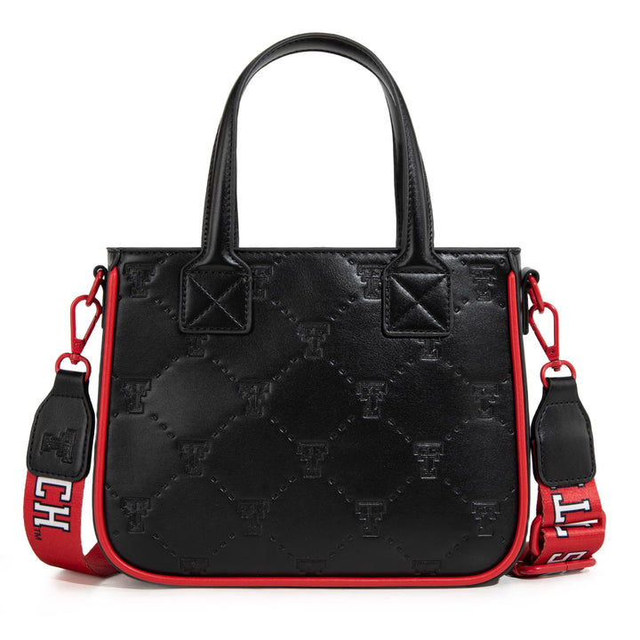 Texas Tech Purses and Handbags Top Handle Satchel Shoulder Bags, Leather Crossbody Bags &amp; Removable Coin Purse, Adjustable Strap Handbags for Graduation Gifts | NC-TTU014BK