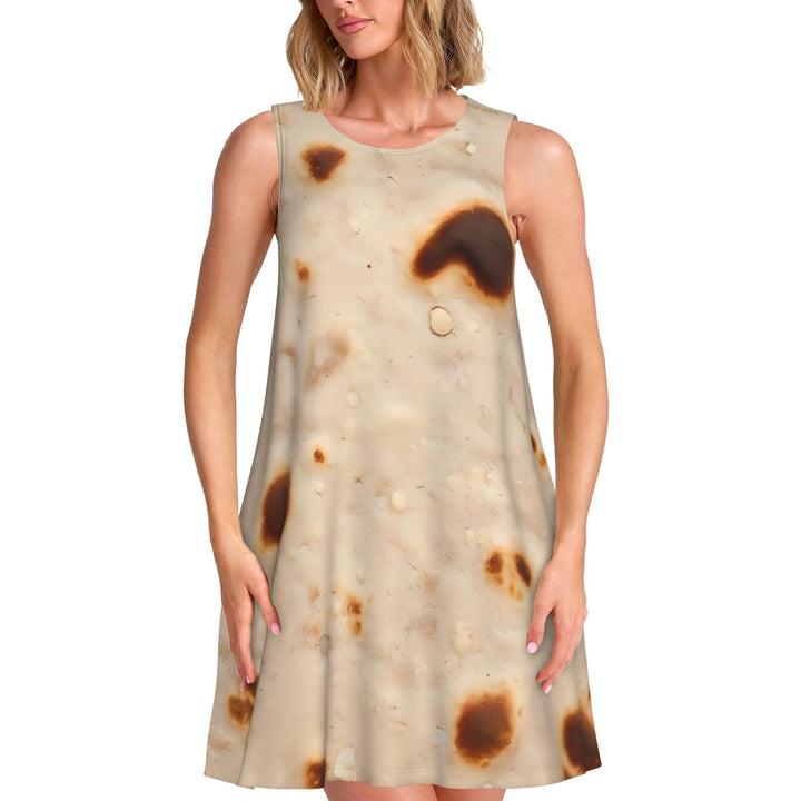 Tortilla Pattern Dresses for Women Casual Summer Sundresses Sleeveless Tank Dress