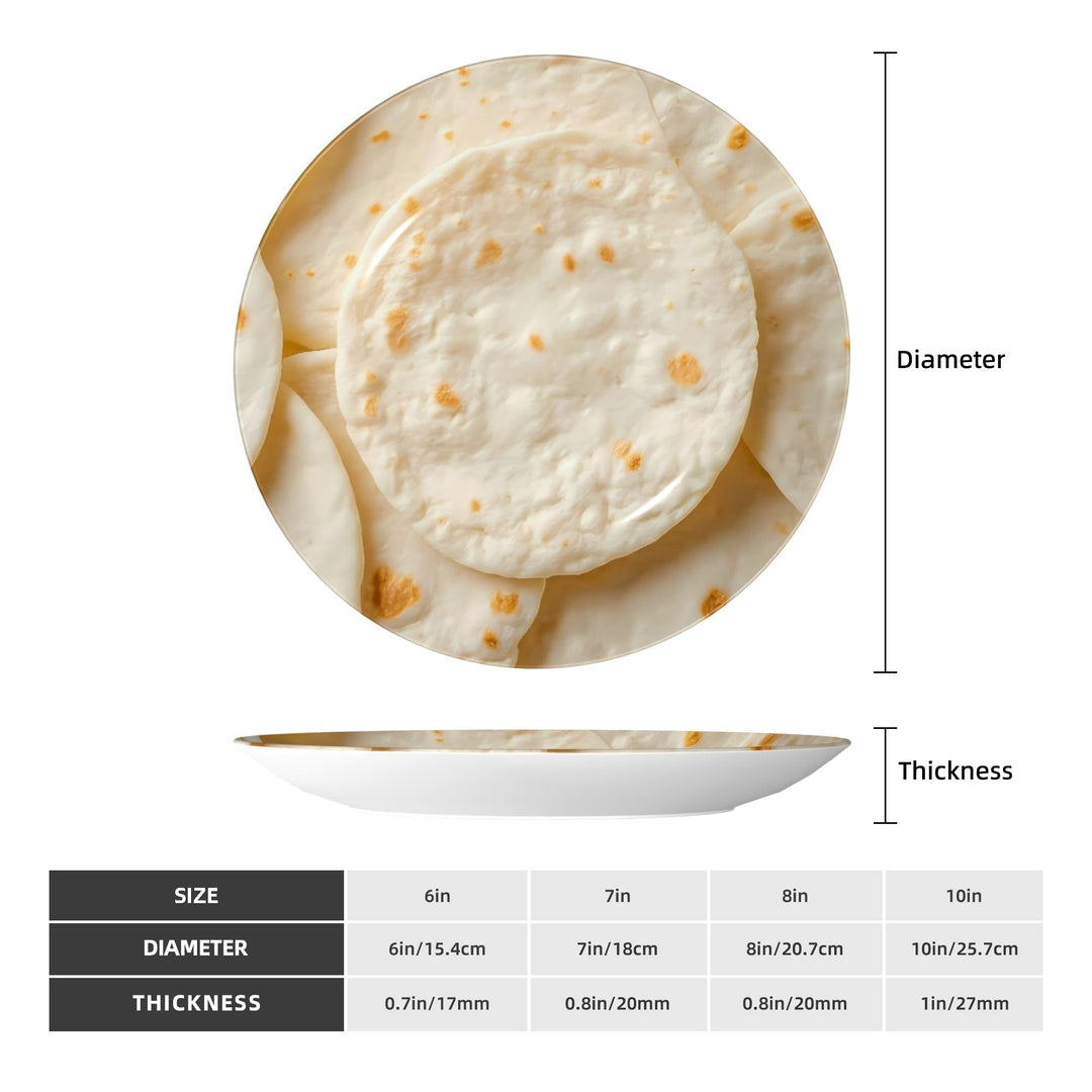 Tortillas Pattern Decorative Plates Ceramic Ornament Decorative Dish with Stand Art Porcelain Plate (6in)