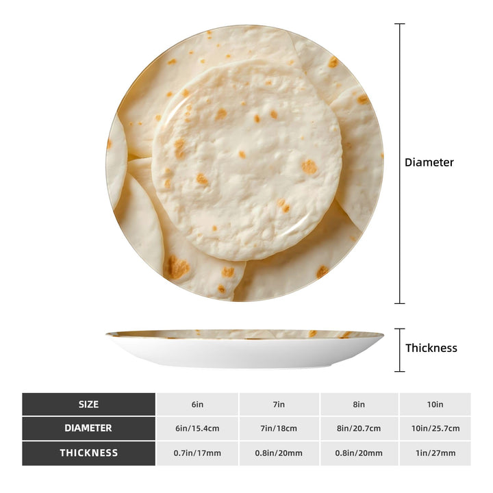 Tortillas Pattern Decorative Plates Ceramic Ornament Decorative Dish with Stand Art Porcelain Plate (6in)