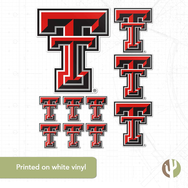 Desert Cactus Texas Tech University Sticker TTU Red Raiders Vinyl Decals Laptop Water Bottle Car Scrapbook Sheet T3 (Type 3-1)