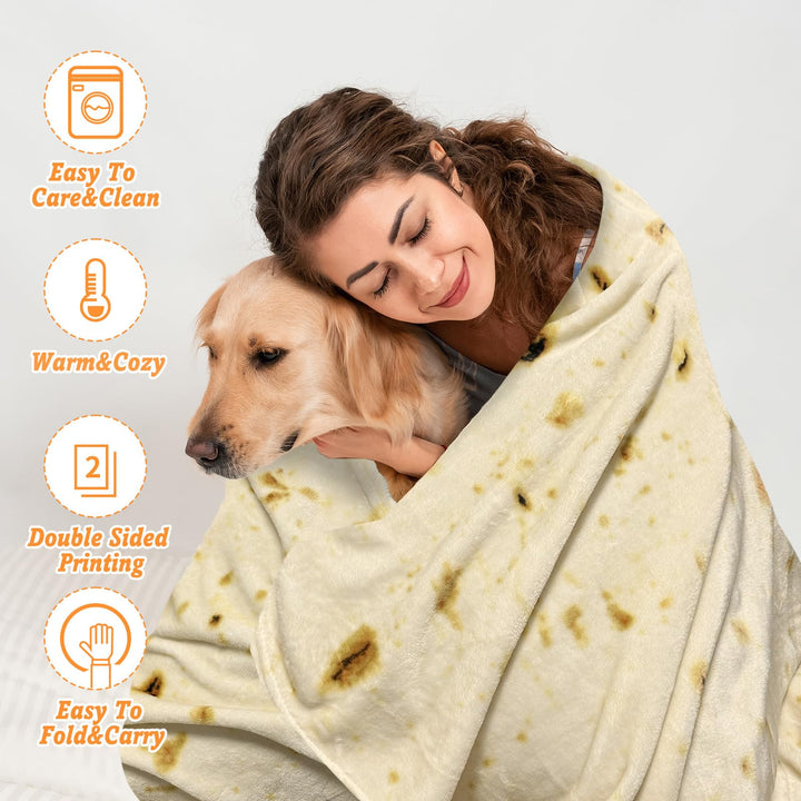 Tortilla Blanket Double Sided for Adults and Kids Gift Soft Flannel 71 inches