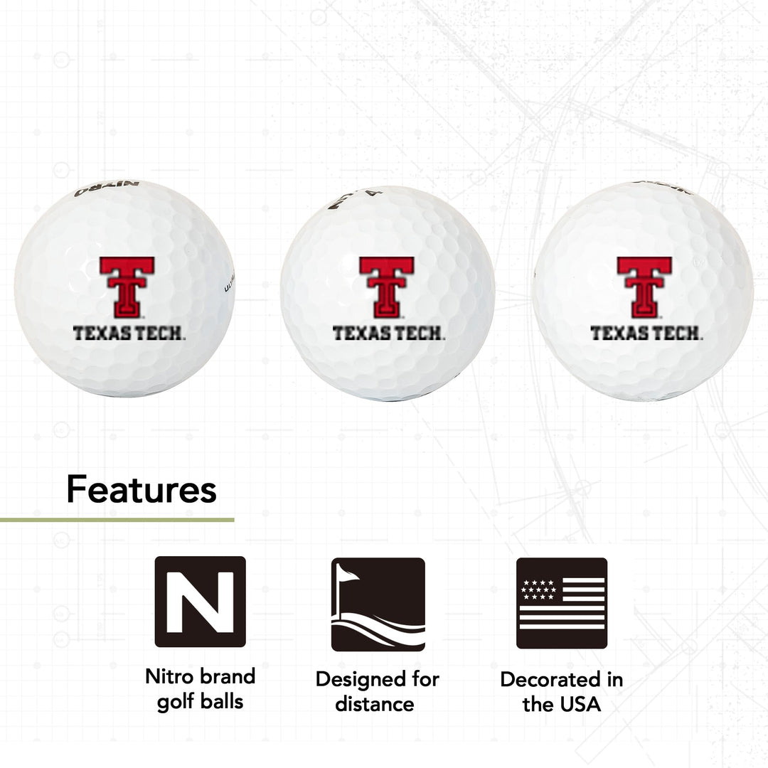 Desert Cactus Texas Tech University Golf Balls 3 Pack – TTU Red Raiders Full Color Three – Officially Licensed Sport Team Accessory (Design B)