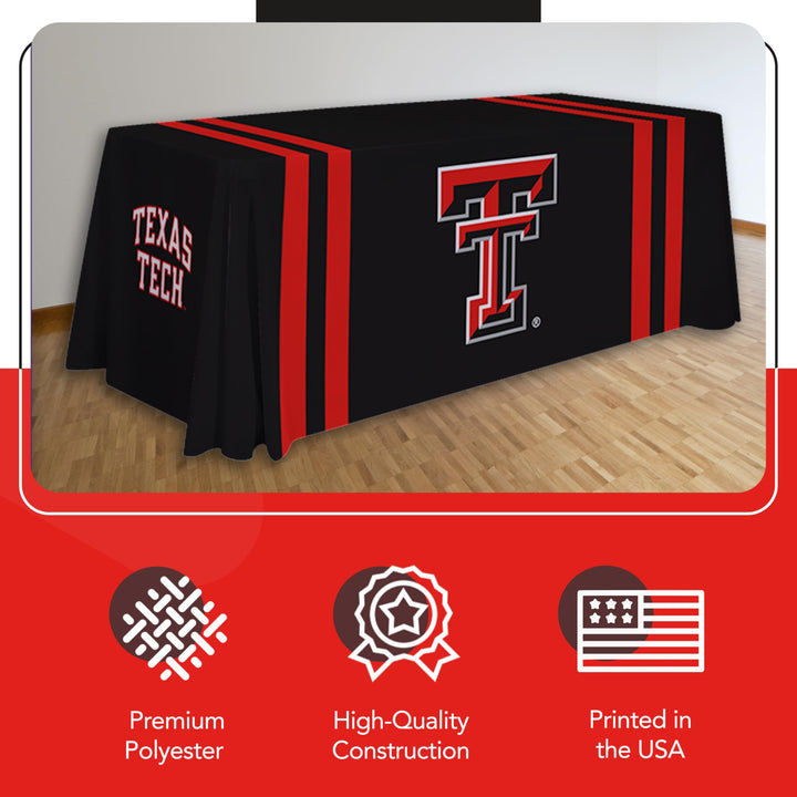 Victory Corps Texas Tech Red Raiders College Sports Printed Table Throw - NCAA Licensed - Polyester - School Tablecloth (Black, Red) (6&