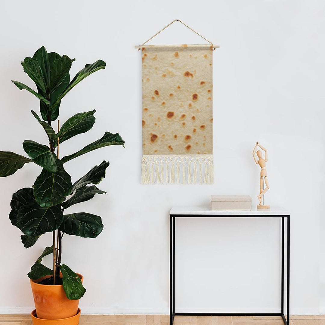 Wooden Hanging Poster,Tortilla Texture Cotton and Linen Wall Art Prints for Home Bedroom Dining Room Office Apartment Dorm Kids Room Decor