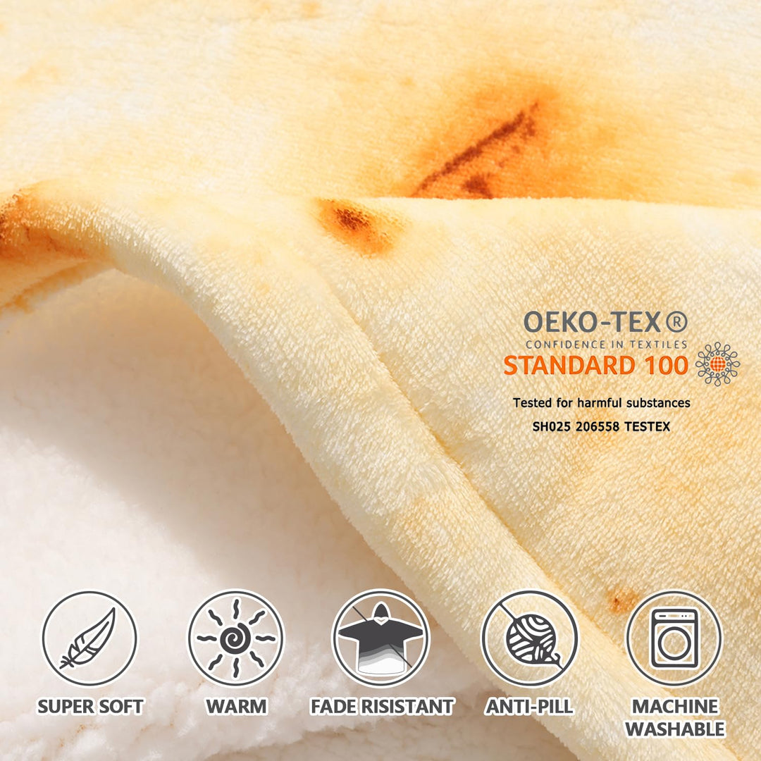 Wearable Tortilla Blanket Hoodie for Women Comfy Sherpa Sweatshirt Blanket Christmas Gifts, Oversized Pullover Jacket for Adult