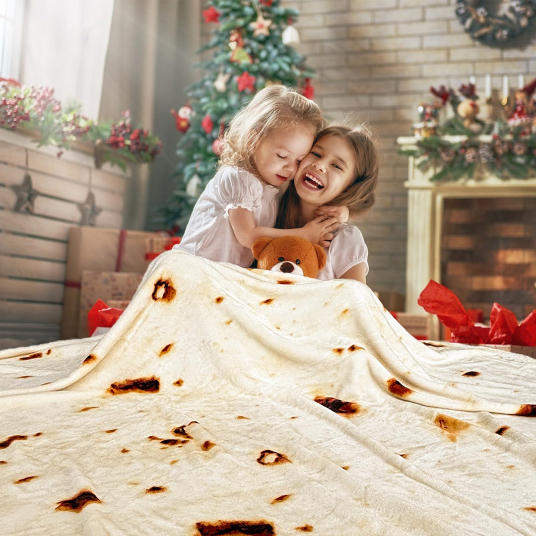 Large Tortilla Wrap Blanket, 300 GSM Double Sided Blanket, Giant Novelty Tortilla Super Soft Flannel Throw Blankets  71 inch
