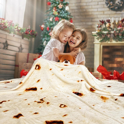 Excervent Large Tortilla Burritos Wrap Blanket, 300 GSM Double Sided Funny Realistic Food Blanket, Giant Novelty Tortilla Super Soft Taco Flannel Throw Blankets as, 71 inch Beige