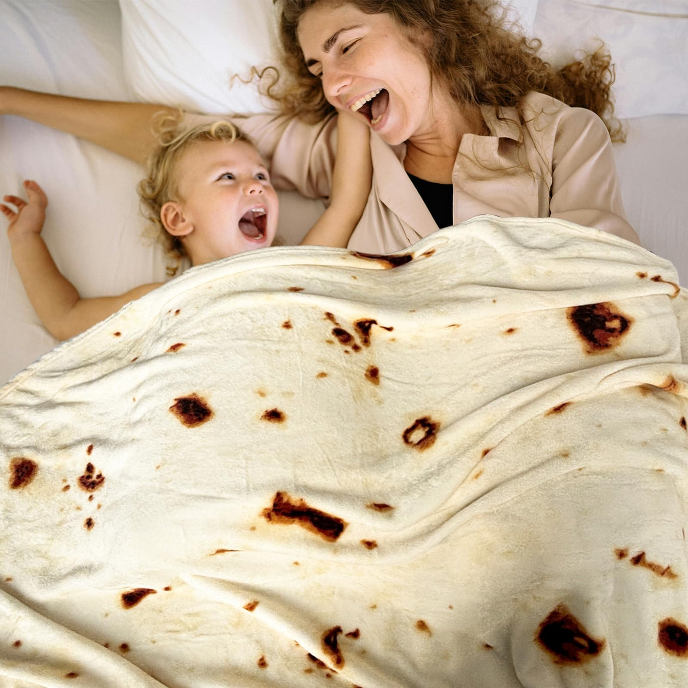 Excervent Large Tortilla Burritos Wrap Blanket, 300 GSM Double Sided Funny Realistic Food Blanket, Giant Novelty Tortilla Super Soft Taco Flannel Throw Blankets as, 71 inch Beige