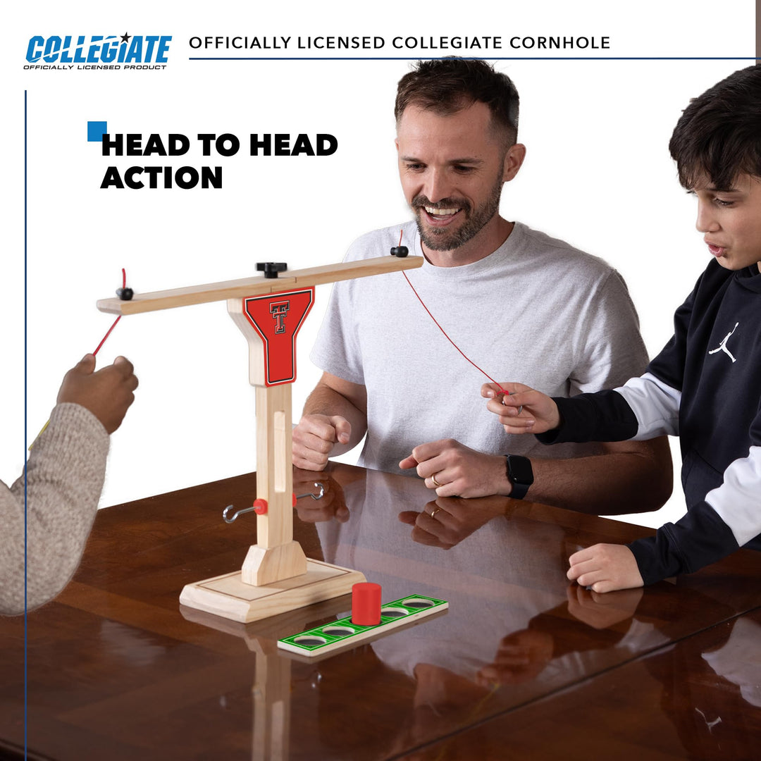 Wild Sports NCAA Texas Tech Red Raiders Wooden Ring Swing Battle - Head-to-Head Ring Toss Hook &amp; Ring Game for College Football Fans