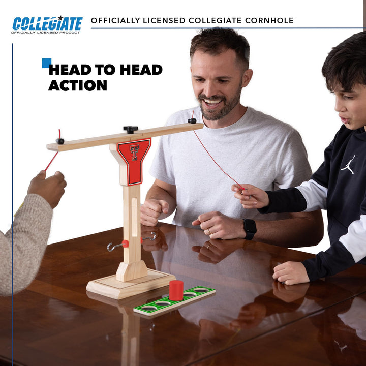 Wild Sports NCAA Texas Tech Red Raiders Wooden Ring Swing Battle - Head-to-Head Ring Toss Hook &amp; Ring Game for College Football Fans