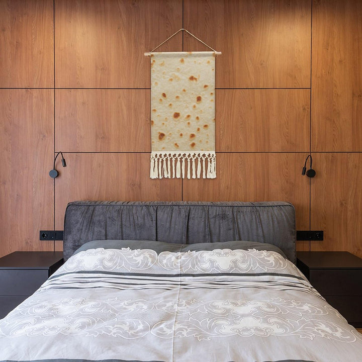 Wooden Hanging Poster,Tortilla Texture Cotton and Linen Wall Art Prints for Home Bedroom Dining Room Office Apartment Dorm Kids Room Decor