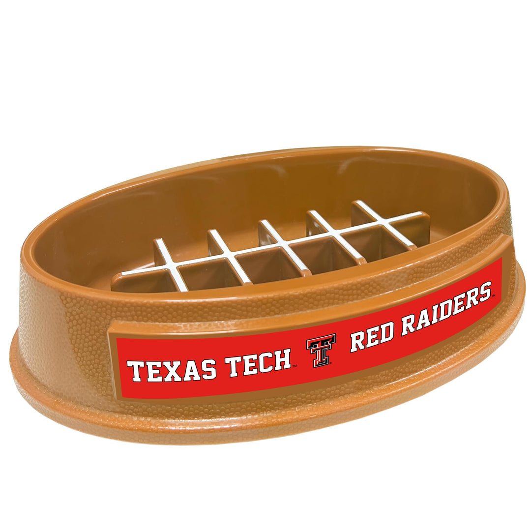 NCAA Super-Bowl - Texas TECH RED Raiders Slow Feeder Dog Bowl. Football Design Slow Feeding Cat Bowl for Healthy Digestion. Non-Slip Pet Bowl for Large &amp; Small Dogs &amp; Cats
