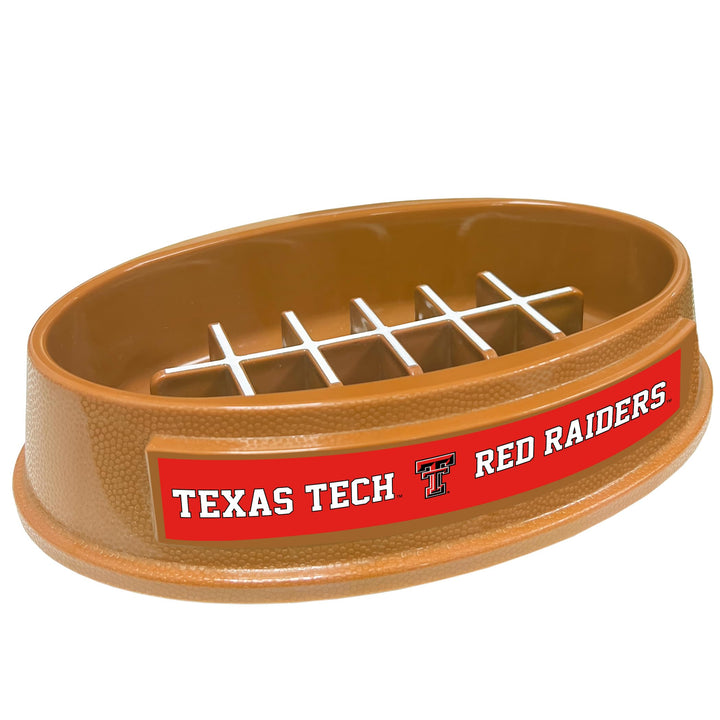 NCAA Super-Bowl - Texas TECH RED Raiders Slow Feeder Dog Bowl. Football Design Slow Feeding Cat Bowl for Healthy Digestion. Non-Slip Pet Bowl for Large &amp; Small Dogs &amp; Cats