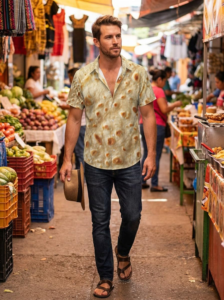 Tortilla Print Hawaiian Shirt  Button Down Shirt