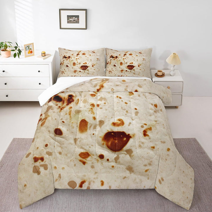 Tortilla Bedding Set for Adult and Kids Ultra Soft Giant Comforter Set Set Breathable Novelty Soft Flannel Taco Comforter Twin Size Quilted