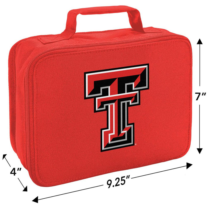Campus Lab Texas Tech University Secondary Logo Insulated Soft Sided Lunch Box - Reusable Lunch Bag For School Office Work, BPA Free, Red