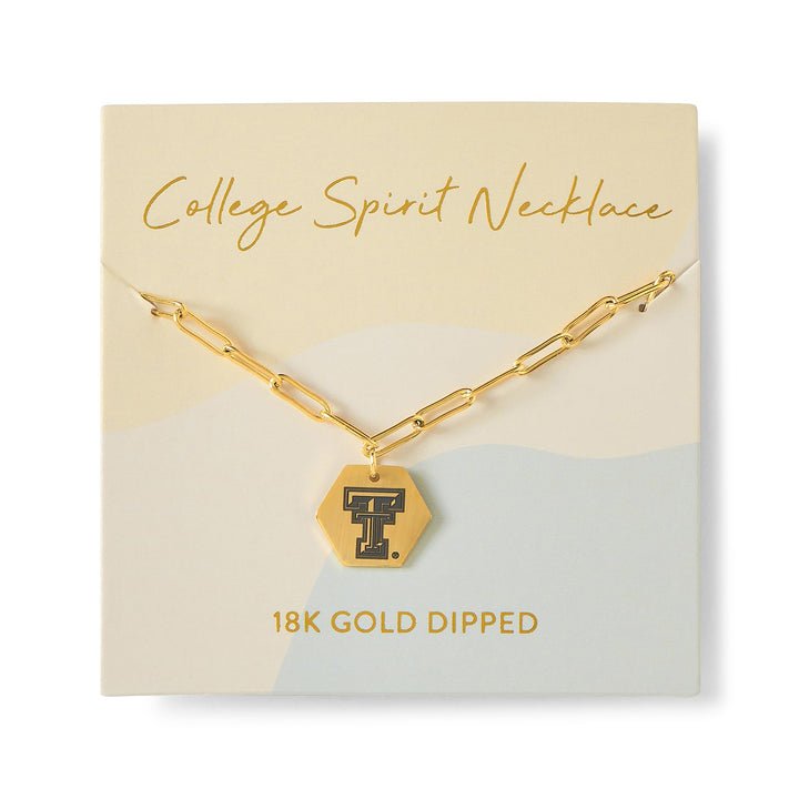 Sorority Shop Texas Tech University Paperclip Necklace - Paperclip Chain Necklace for Women, 18K Gold Paperclip Chain Necklace, Perfect University Gift, Tarnish-Proof