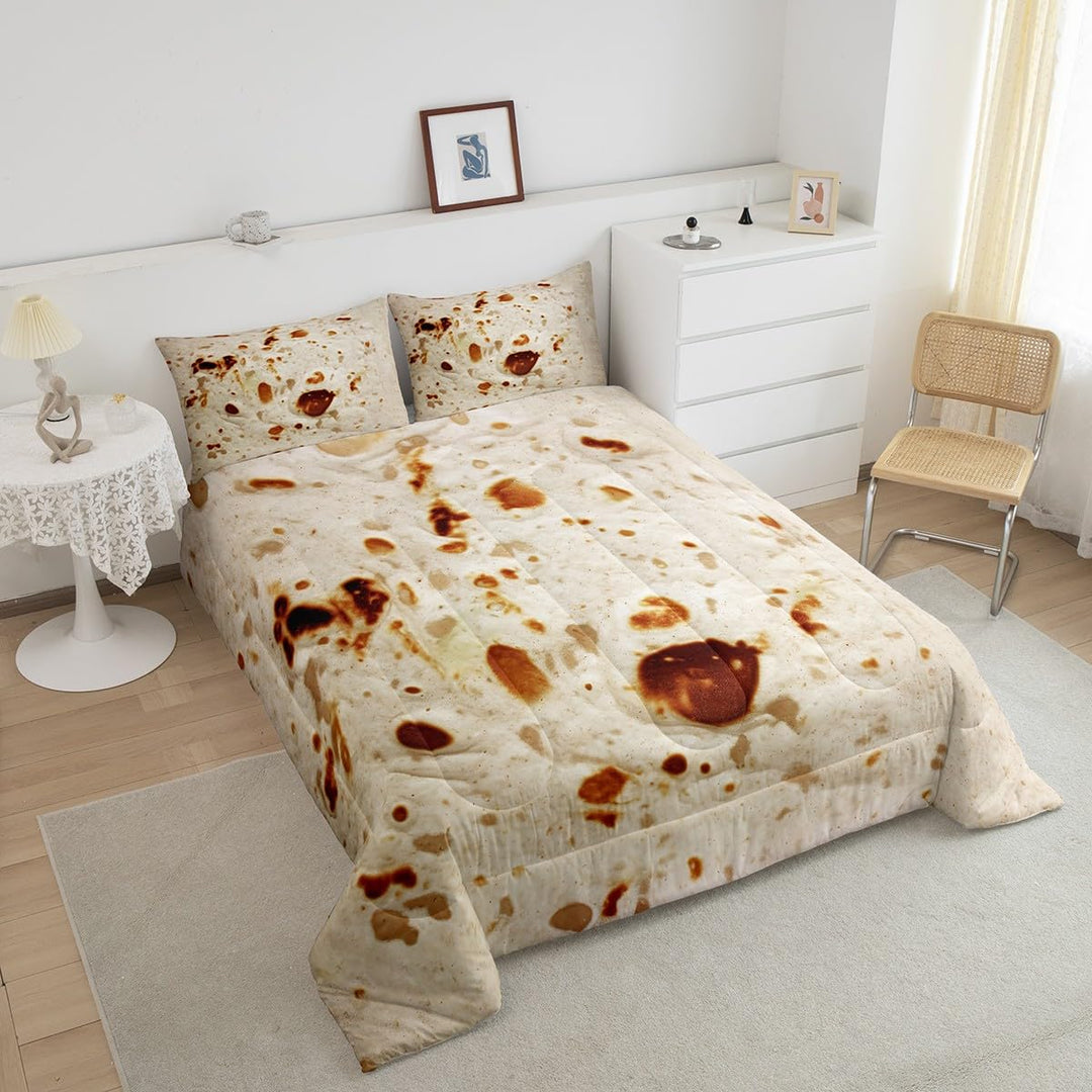 Tortilla Bedding Set for Adult and Kids Ultra Soft Giant Comforter Set Set Breathable Novelty Soft Flannel Taco Comforter Twin Size Quilted