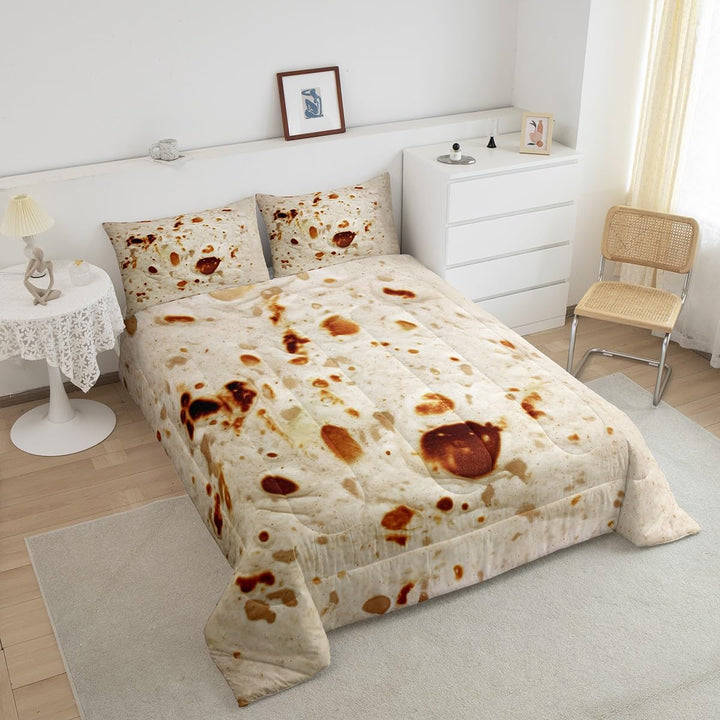 Tortilla Bedding Set for Adult and Kids Ultra Soft Giant Comforter Set Set Breathable Novelty Soft Flannel Taco Comforter Twin Size Quilted
