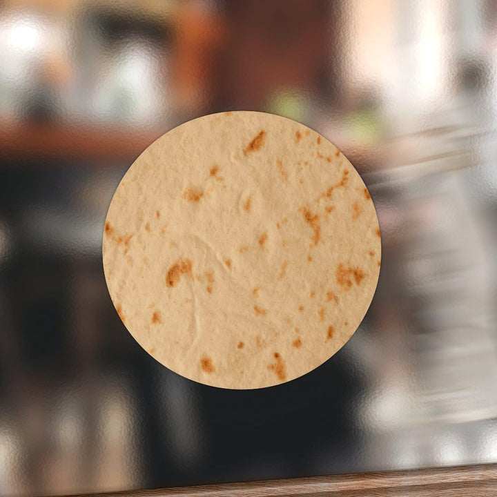 Tortilla Round Stickers Decals Foodie Gift Round Labels Stickers Kitchen Decor Food Tortillas Burrito Vinyl Round Sticker Decal for Baking Card Gift Wrapping 2inch 100PCS