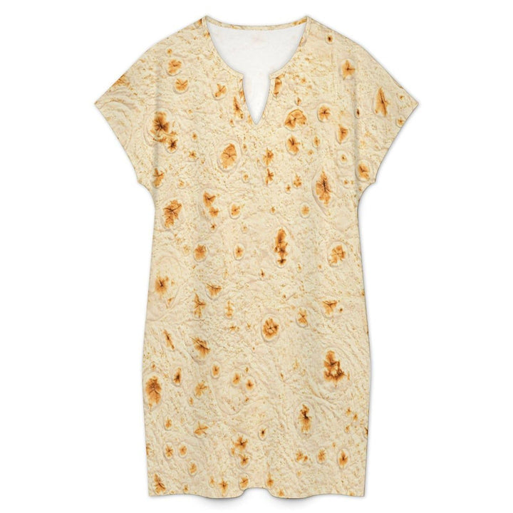 Womens Summer Dresses T Shirt Dress with Pockets Tortilla Print