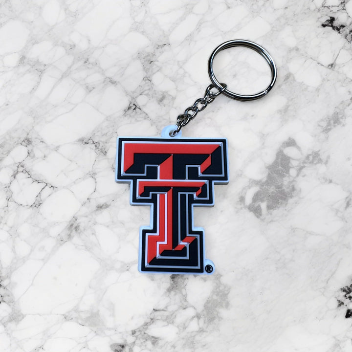 Desert Cactus Texas Tech University PVC Keychain TTU Red Raiders Bag Tag, Backpack, Car, Gift, Souvenir, Key Ring (PVC A)
