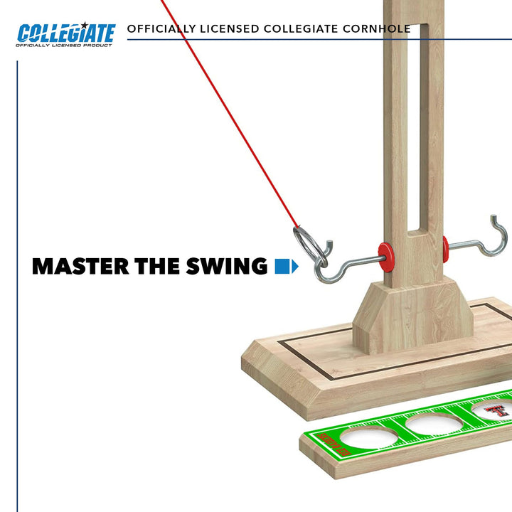 Wild Sports NCAA Texas Tech Red Raiders Wooden Ring Swing Battle - Head-to-Head Ring Toss Hook &amp; Ring Game for College Football Fans