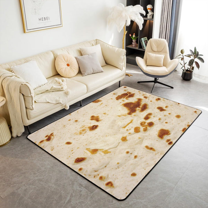 Tortilla Print Area Rug 3x5 for Bedroom Carpet for Living Room Indoor Floor Mat Non Slip Home Decorative Rug Washable