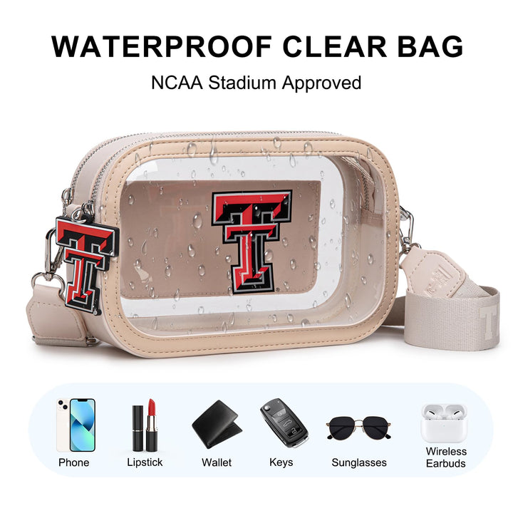 Montana West Texas Tech Clear Bag for Stadium Events, Women Clear Crossbody Bag with Adjustable Strap, Transparent Crossbody Purse for Concert Sport Festival Fans | NC-TTU016BG