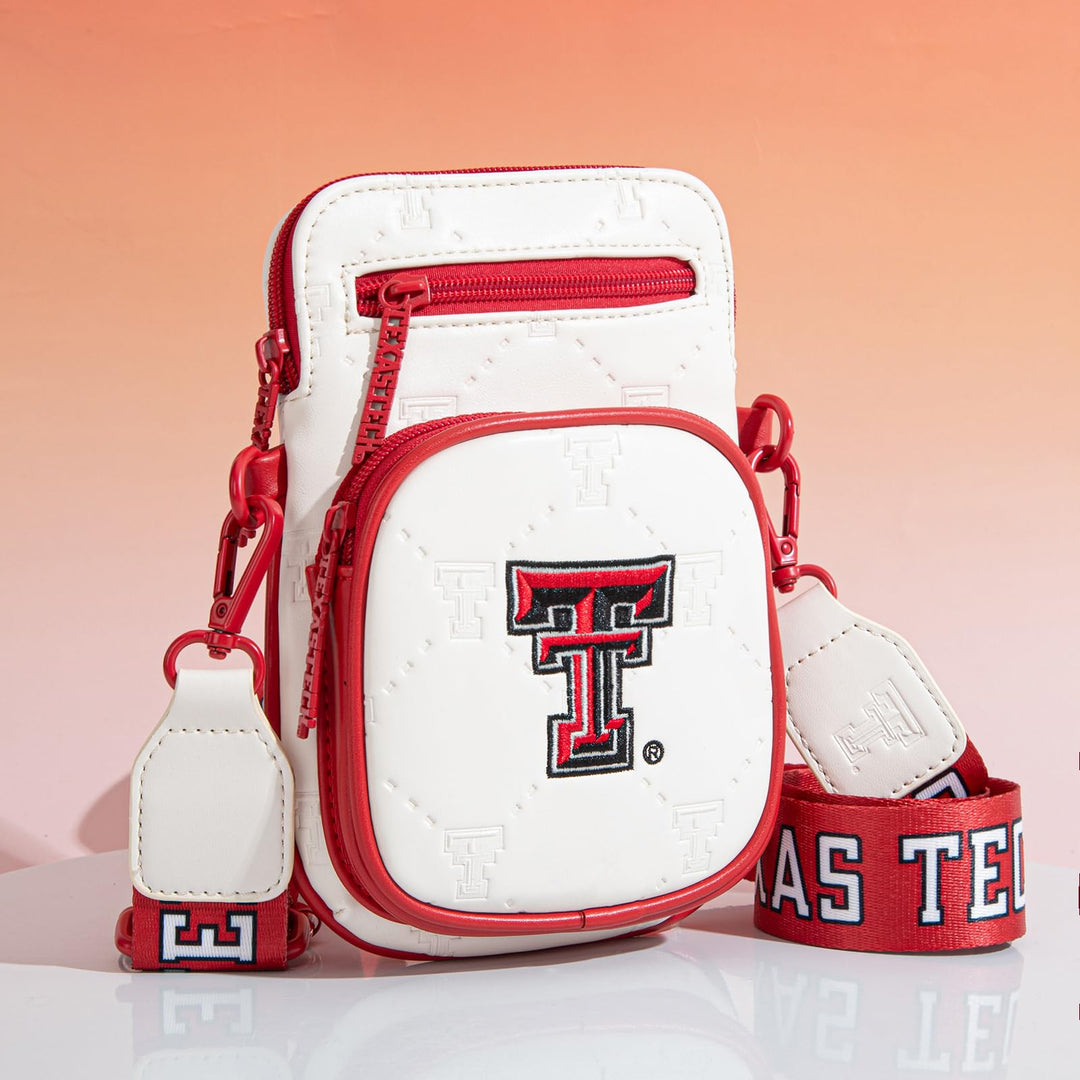 Texas Tech Crossbody Bag with RFID Blocking Card Slot, Adjustable Strap Crossbody Purse for Women, Multi Pocket Handbag for Gifts, Game Day | Beige, NC-TTU015BG