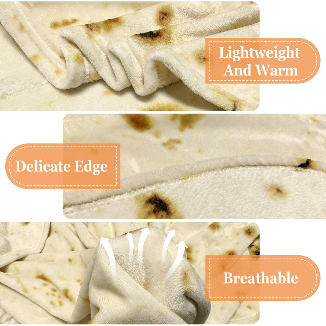 Tortilla Blanket Double Sided for Adults and Kids Gift Soft Flannel 71 inches