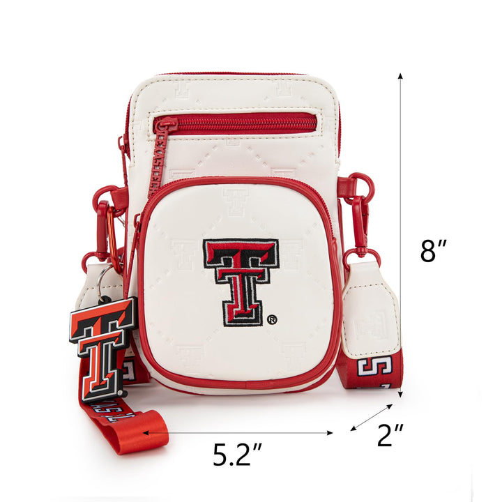 Texas Tech Crossbody Bag with RFID Blocking Card Slot, Adjustable Strap Crossbody Purse for Women, Multi Pocket Handbag for Gifts, Game Day | Beige, NC-TTU015BG