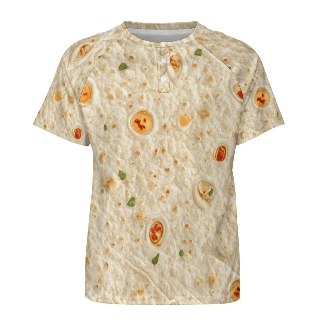 Tortilla Pattern Mens Fashion Casual Basic Short Sleeve Crewneck Henley T-Shirts M