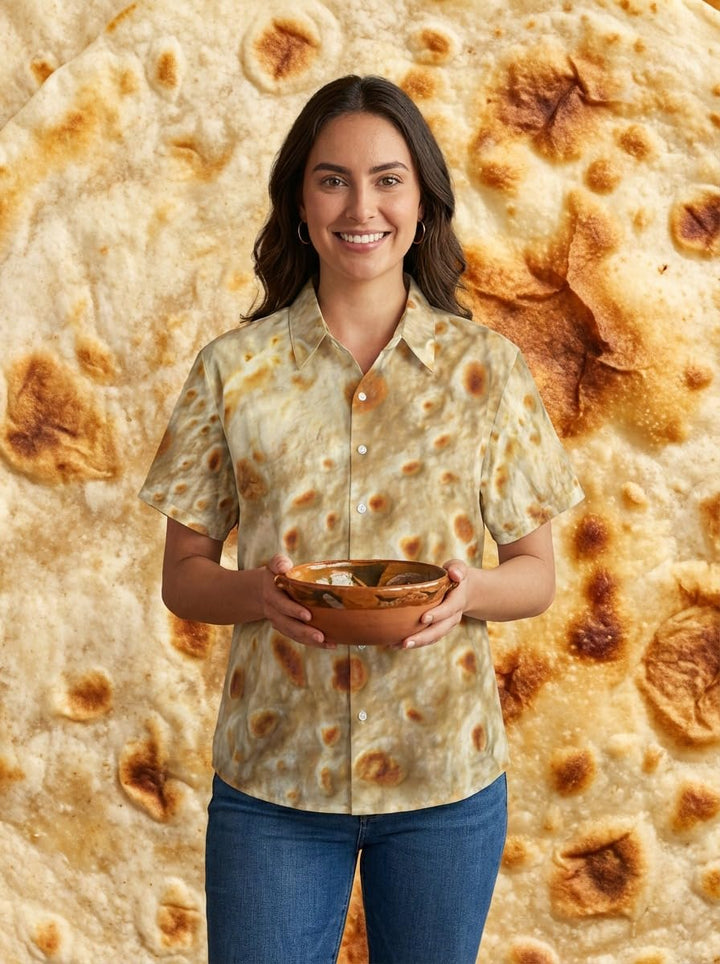 Tortilla Print Hawaiian Shirt  Button Down Shirt
