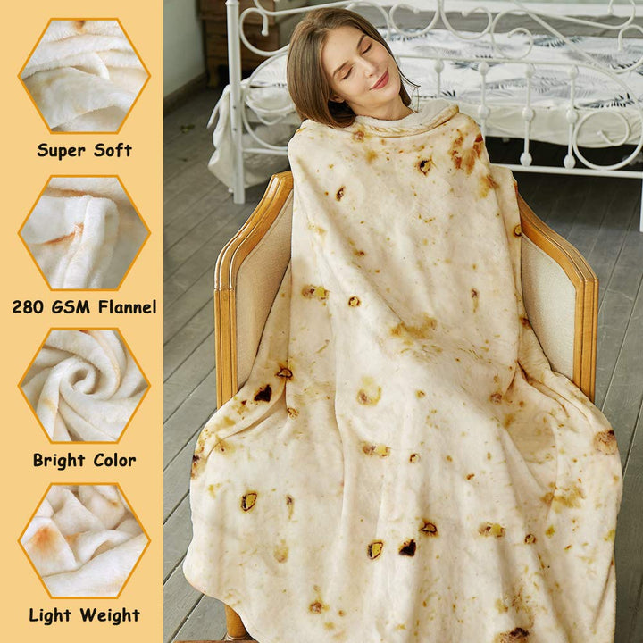 Tortilla Blanket, Wrap Blanket Double Sided, Round Giant Soft Blankets 47 inches