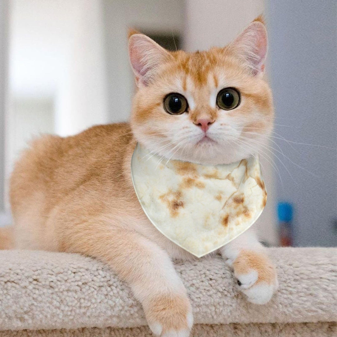 Giant Flour Tortilla Taco Dog Bandanas Adjustable Pet Scarfs Triangle Bibs Scarves for Dogs Cats Medium