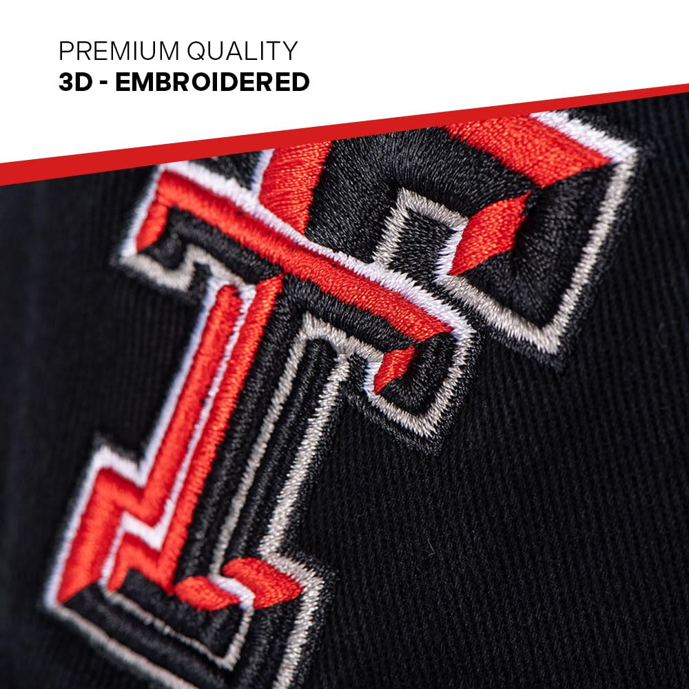 Desert Cactus Texas Tech University Baseball Hat TTU Red Raiders Brimmed Embroidered Hats Cap Adjustable Cloth Strap Adult (Style B1)