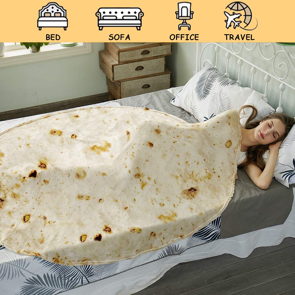 Tortilla Blanket, Wrap Blanket Double Sided, Round Giant Soft Blankets 47 inches