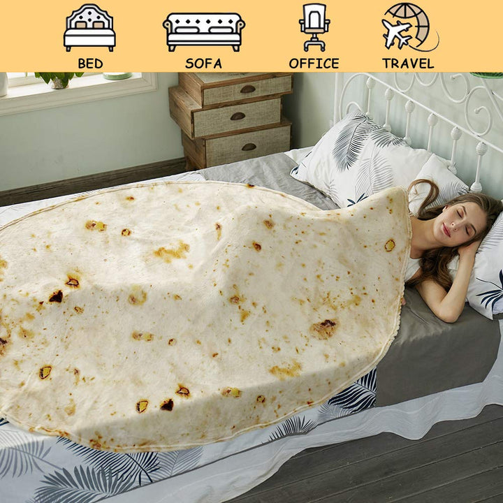 Tortilla Blanket, Wrap Blanket Double Sided, Round Giant Soft Blankets 47 inches