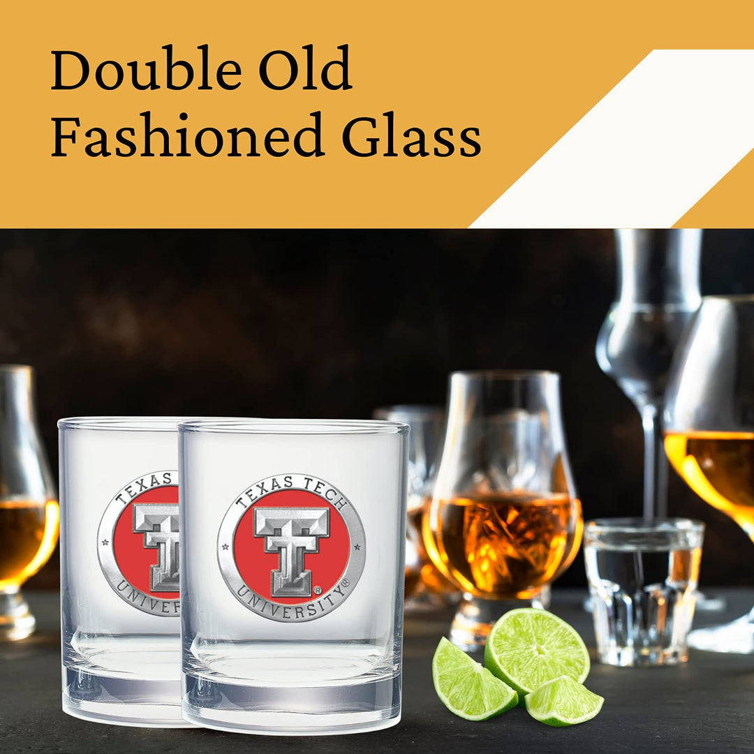 Heritage Pewter Texas Tech Double Old Fashion 14 OZ Pewter Glass