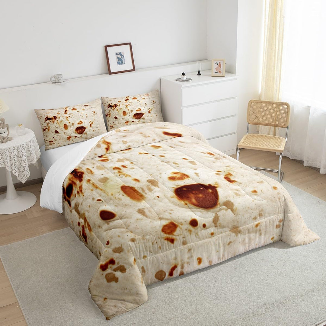 Tortilla Bedding Set for Adult and Kids Ultra Soft Giant Comforter Set Set Breathable Novelty Soft Flannel Taco Comforter Twin Size Quilted