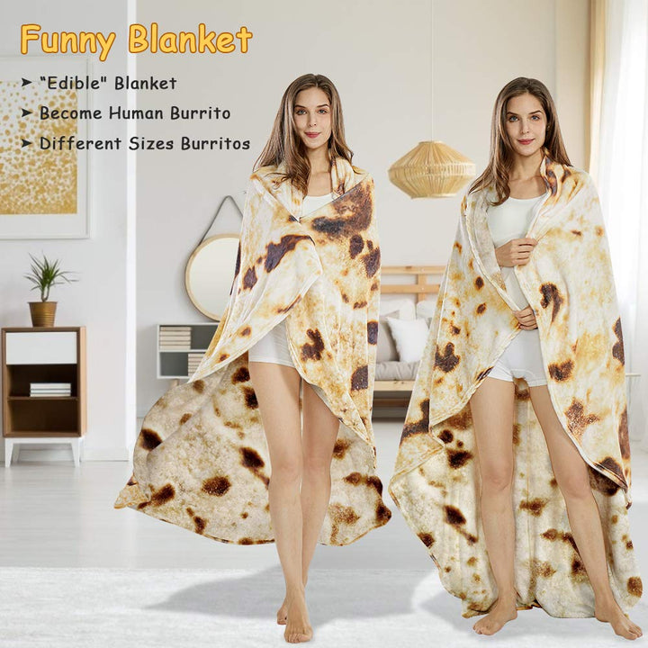 Tortilla Throw Blanket, Tortilla Wrap Blanket, Round Giant Round Soft Blankets for Adults and Kids 80 inches