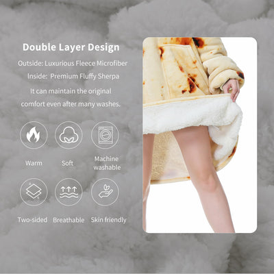 Aemicion Oversized Wearable Blanket,Cozy Hoodie Blanket,Warm Sherpa Sweatshirte Blanket Gifts for Women Men Adult-Burritos