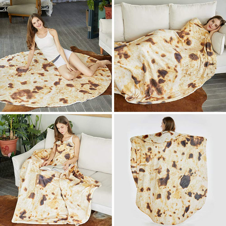 Tortilla Throw Blanket, Tortilla Wrap Blanket, Round Giant Round Soft Blankets for Adults and Kids 80 inches