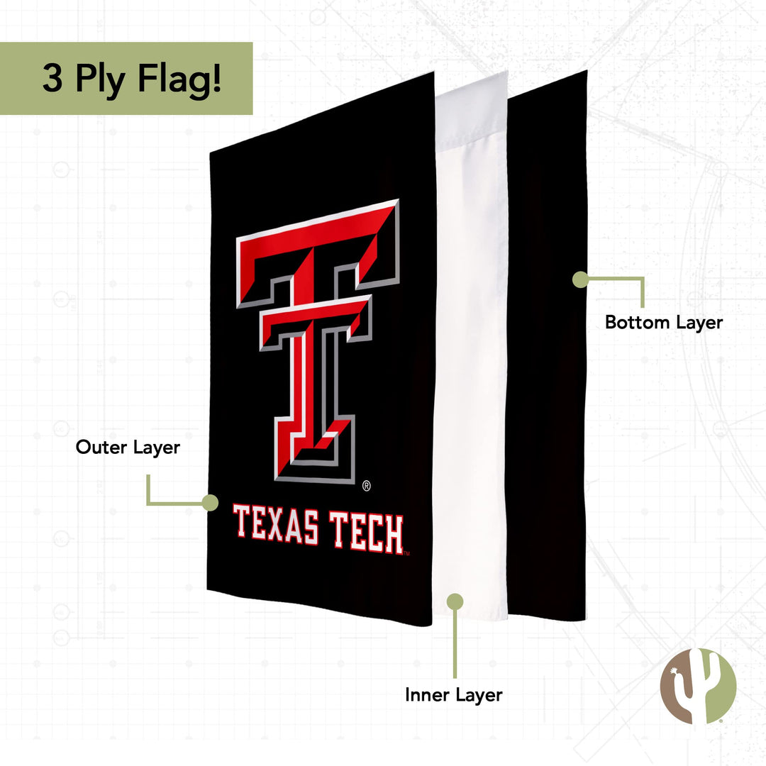 Desert Cactus Texas Tech University TTU Garden Flag – 19 x 12 Inch Texas Tech Red Raiders Banner, for Outdoor Display and Events (Design G)
