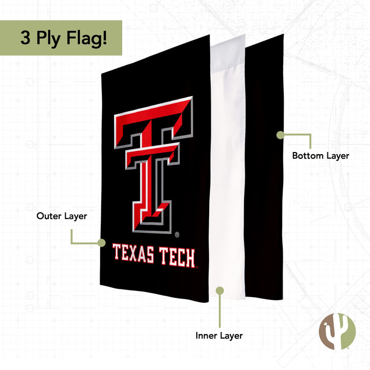 Desert Cactus Texas Tech University TTU Garden Flag – 19 x 12 Inch Texas Tech Red Raiders Banner, for Outdoor Display and Events (Design G)